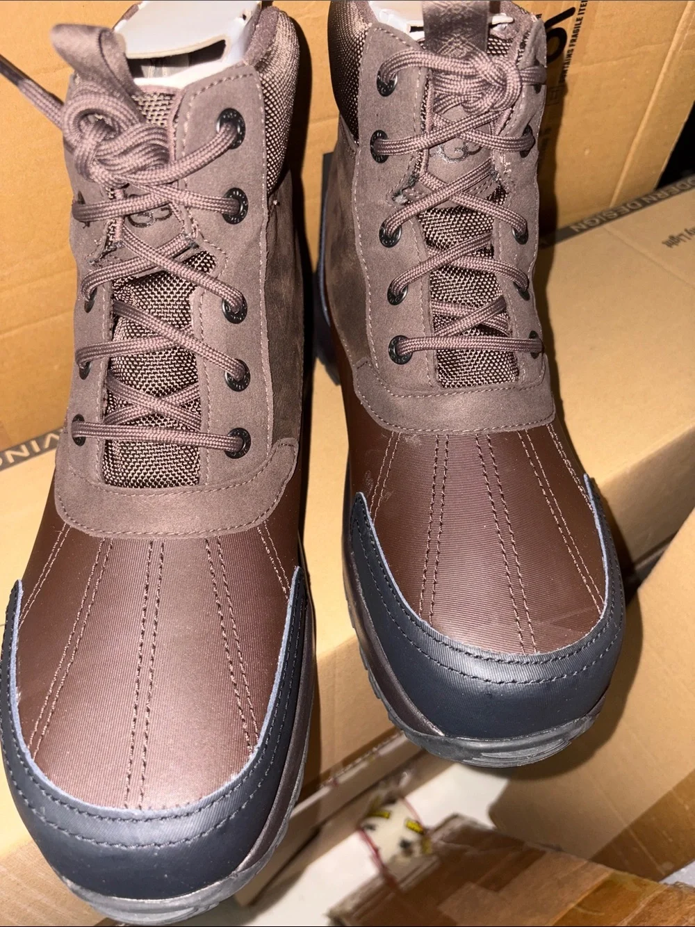 UGG Men's Brown Lace-Up Waterproof Work Boots